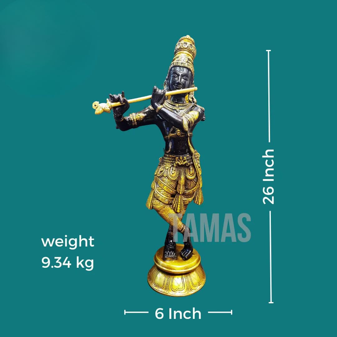 Brass Black Krishna Statue