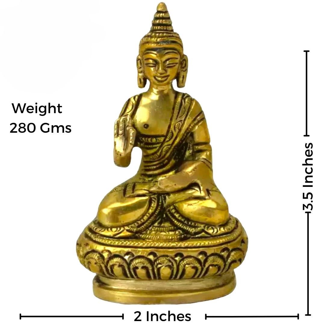 Tamas Brass Buddha Idol Decorative Showpiece(Golden) Height: 3.5 inches