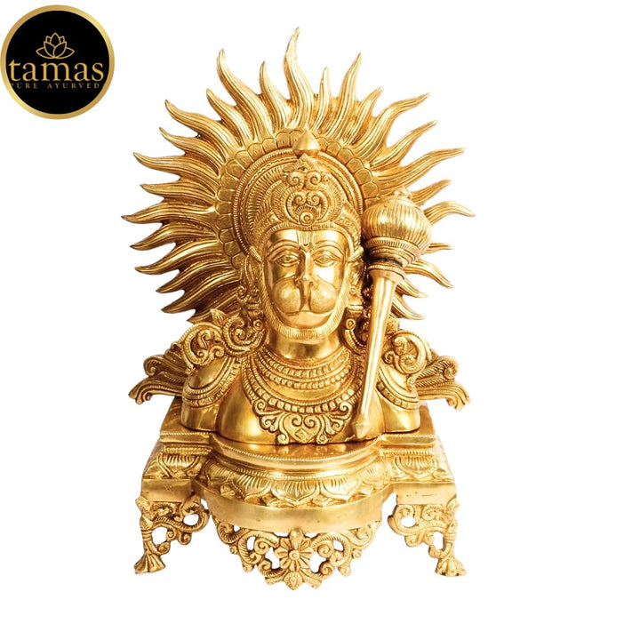 Tamas Brass Lord Hanuman ji Bust with Gada on Shoulder Murti (11 inches)