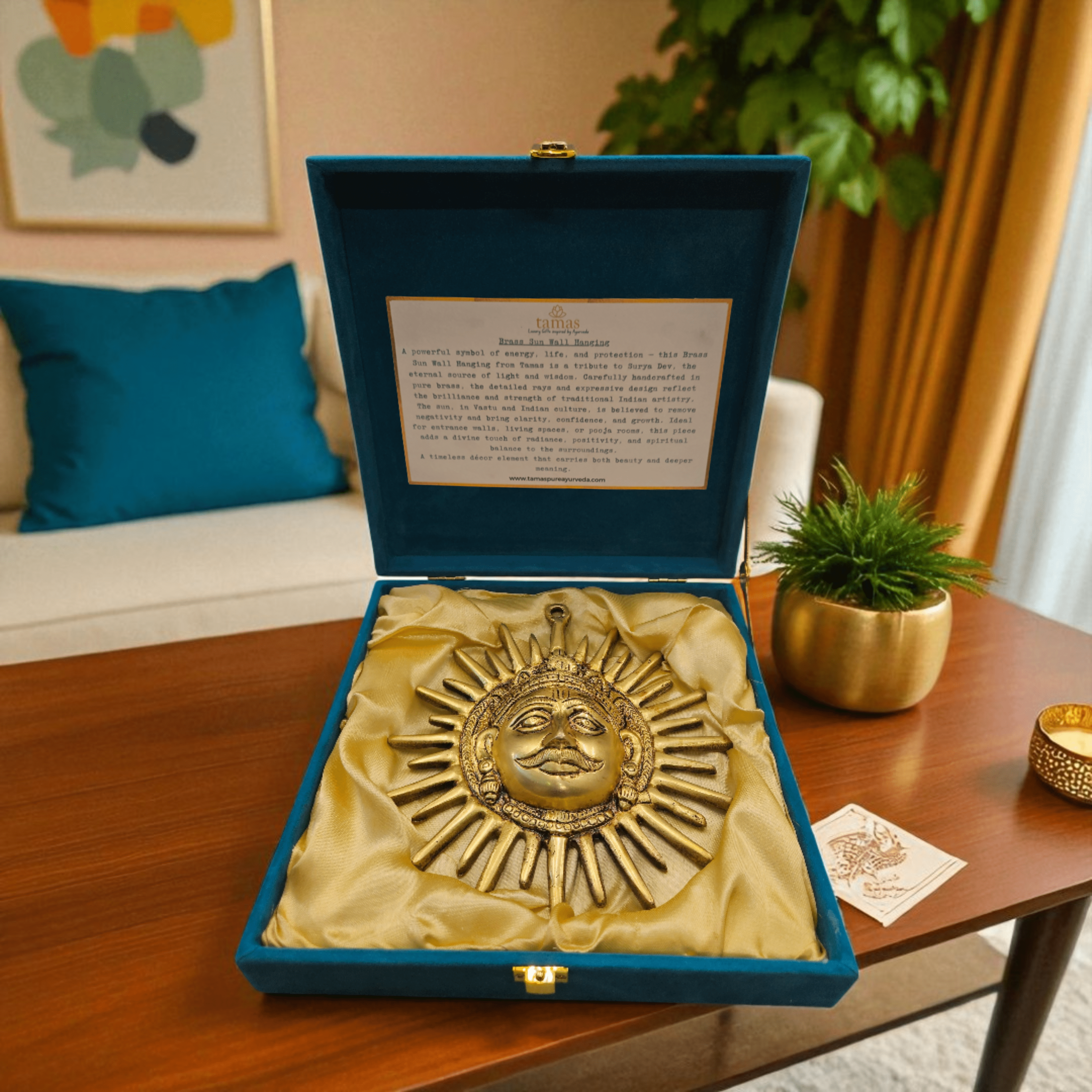 Tamas Brass Sun Wall Hanging with Gift Box – Radiate Positivity & Elegance Height 7.5 inch