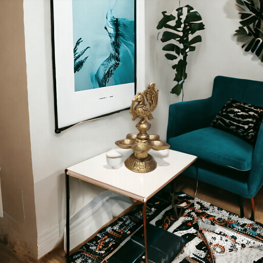 Brass Ethnic 7 Petal Peacock Diya