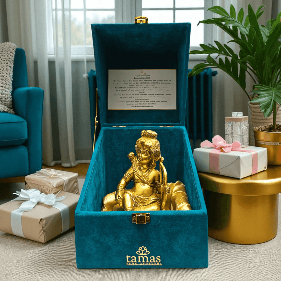 Tamas Brass Ram Lala Idol with Premium Gift Box – Ideal for Gifting & Home Temple - Tamas: Luxury Indian Gifts