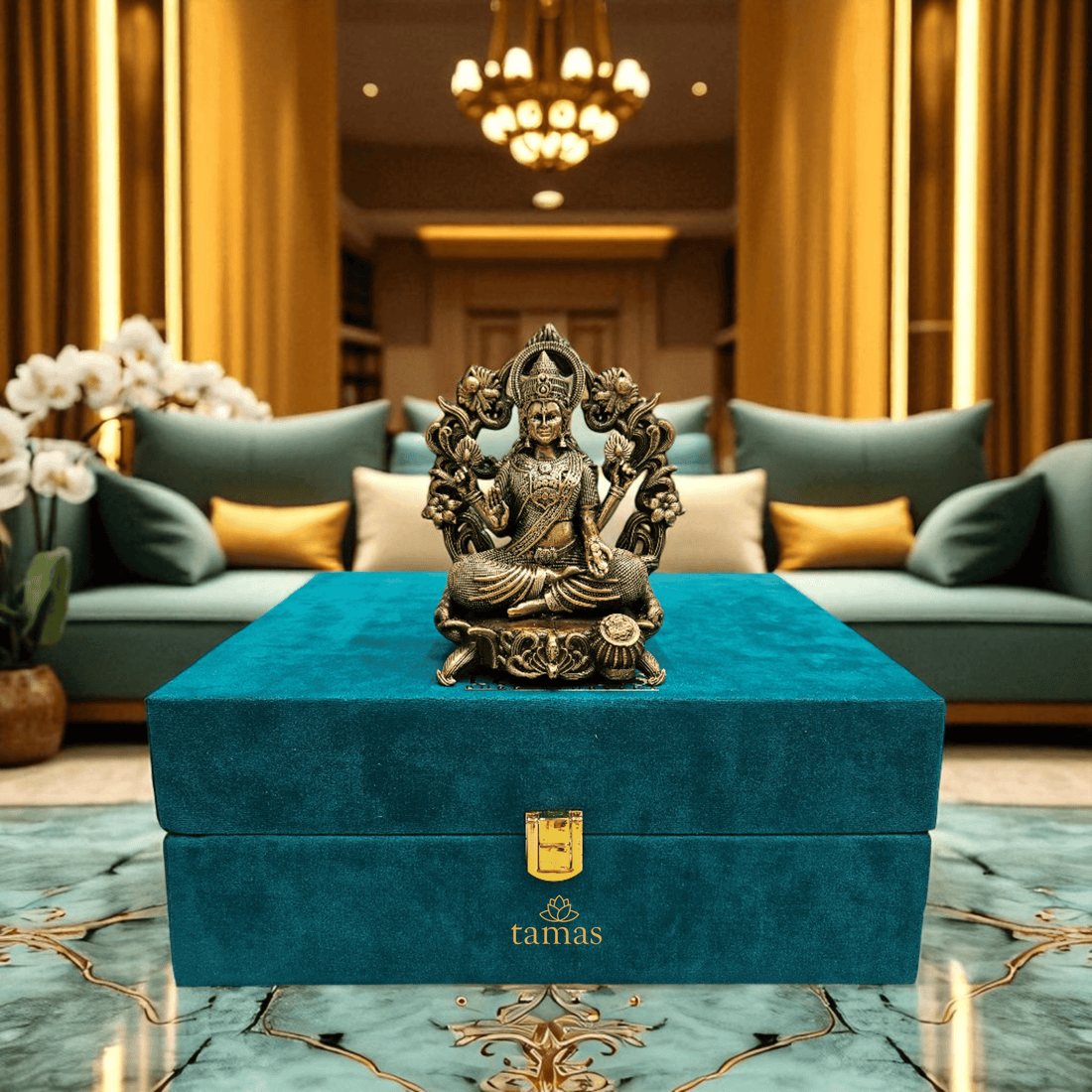 Ganesh Lakshmi Brass Idol Set with Gift Box – Perfect for Puja & Festive Gifting