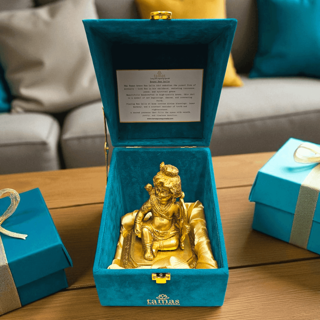 Tamas Brass Ram Lala Idol with Premium Gift Box – Ideal for Gifting & Home Temple - Tamas: Luxury Indian Gifts