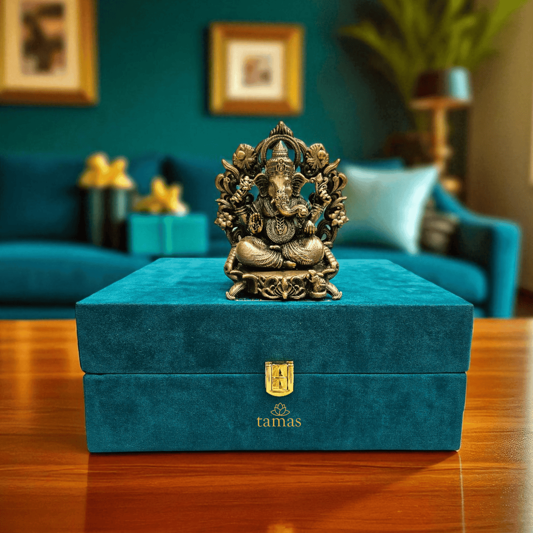 Ganesh Lakshmi Brass Idol Set with Gift Box – Perfect for Puja & Festive Gifting
