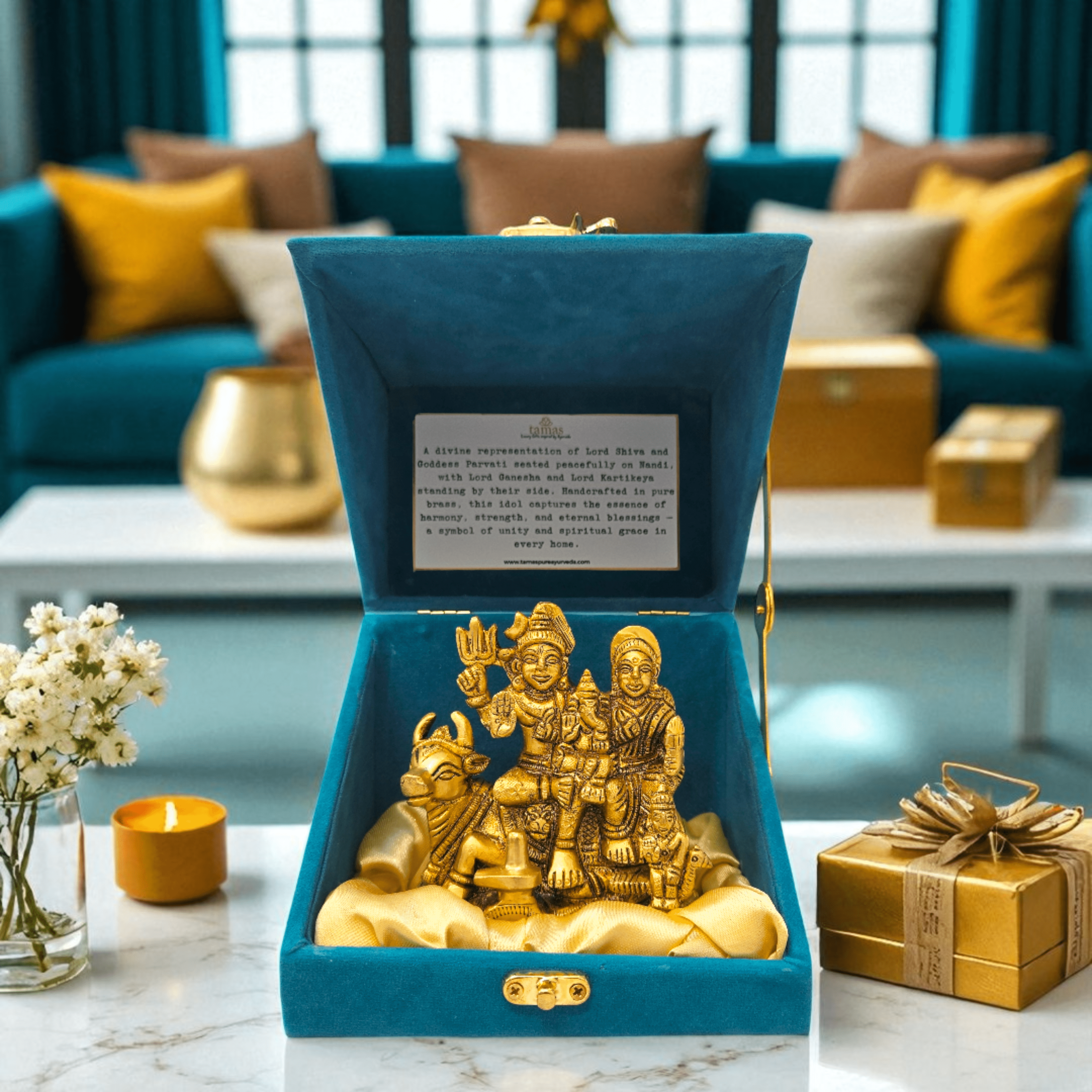 Buy Online Shiv Parivar Murti Idol in Shuddh Brass  With Gift Box 