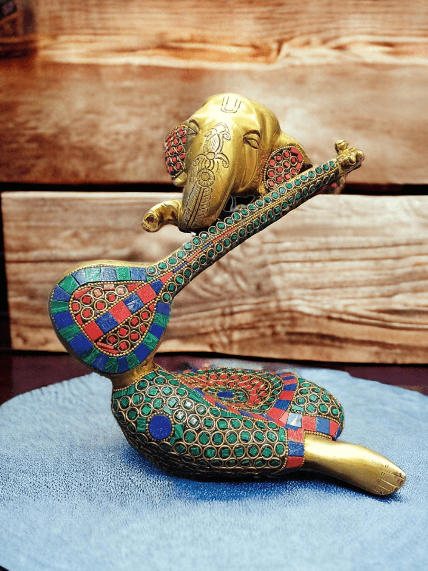Brass Ganesh Veena Statue
