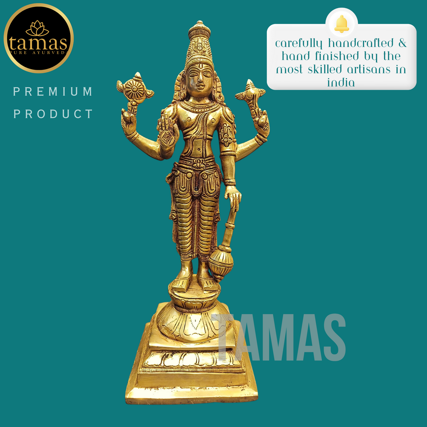 Tamas Brass Vishnu Ji Statue (11 Inches)
