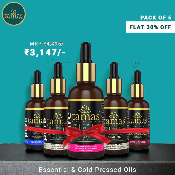 Tamas Essential & Cold Pressed Oil Combo | 100% Natural (30ml) | Pack of 5