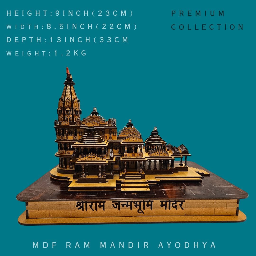 Tamas Pinewood Ram Mandir Ayodhya Hand - Crafted Miniature Replica - Tamas: Luxury Indian Gifts