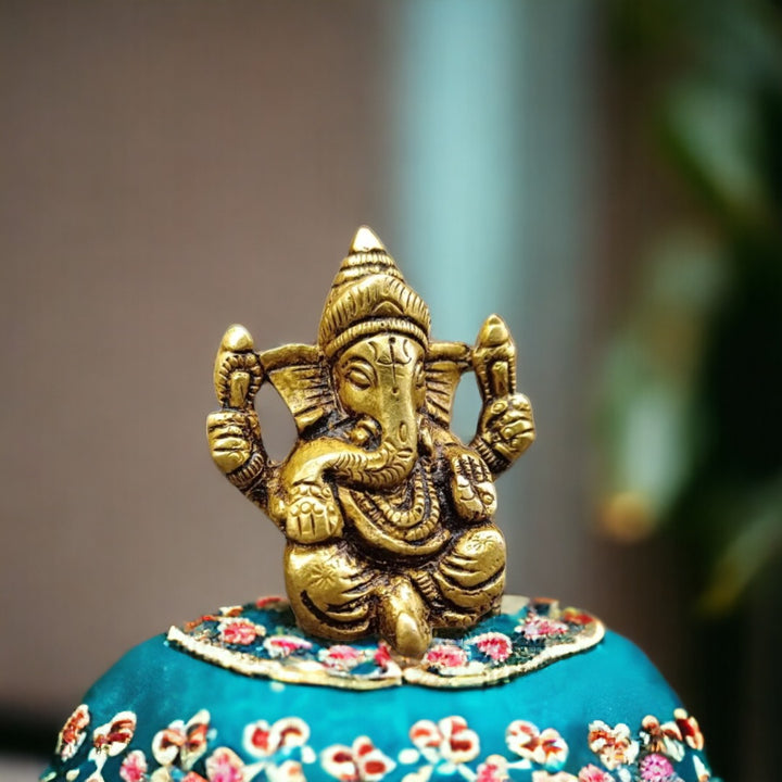 Tamas Lord Ganesha Statue/Idol for Home/Office/Study room (Golden) (1.6 Inches)