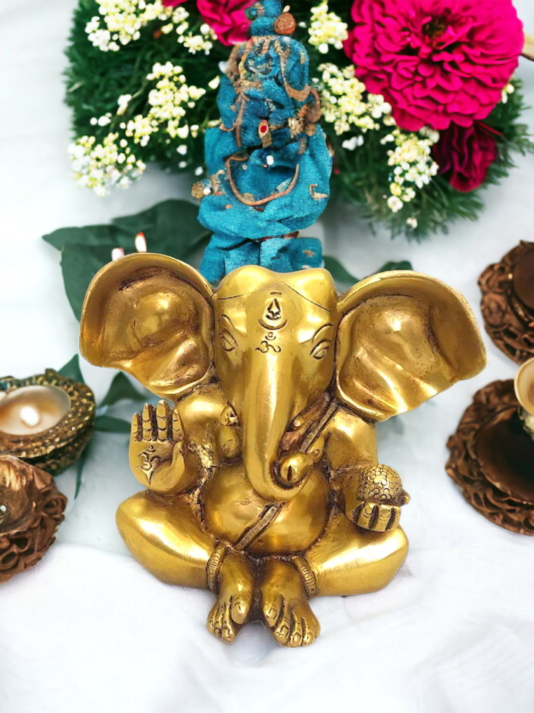 Tamas Antique Finish Lord Ganesha Handcrafted Brass Statue (Height 5 inches)