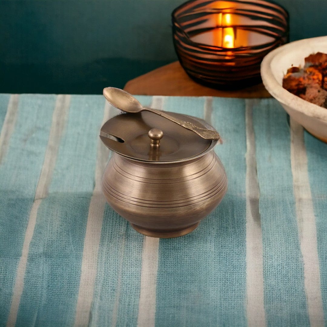 Brass Ghee Pot with Kalai Tin Coating Metallic Finish 3.2 inch