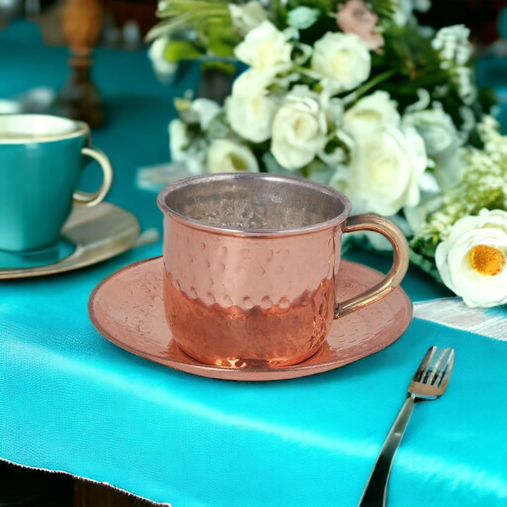 Tamas Brass Hammered Cup and Saucer