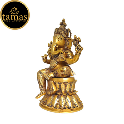 Tamas Brass Lord Mangalkari Ganesh Handcrafted Statue (Height 15 inches)