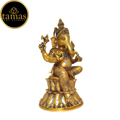 Tamas Brass Lord Mangalkari Ganesh Handcrafted Statue (Height 15 inches)