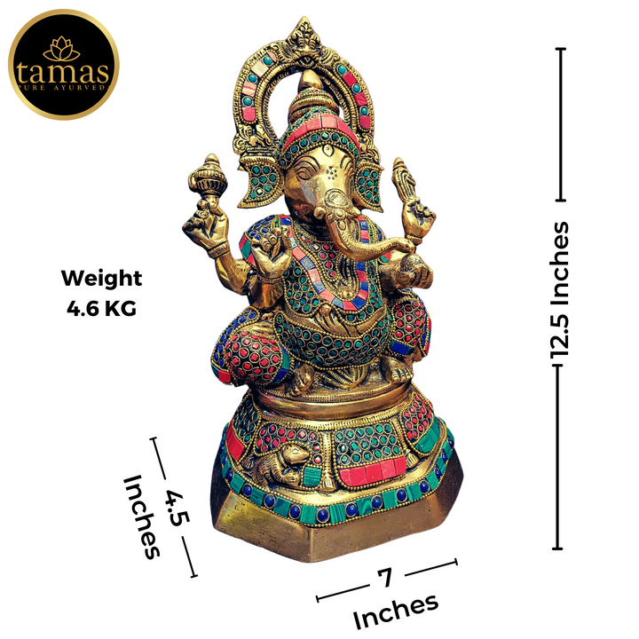 Tamas Brass Ganesh Stone Statue (12.5 Inches)