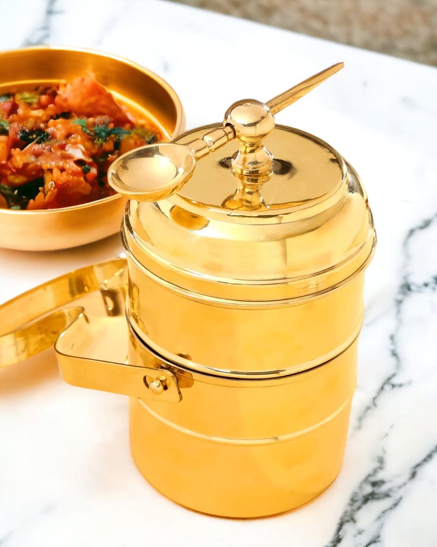 Tamas Brass Tiffin / Lunch Box 2 Tier - Tamas: Luxury Indian Gifts