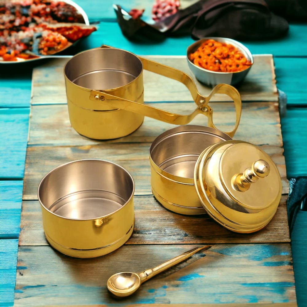 Tamas Brass Tiffin / Lunch Box 3 Tier - Tamas: Luxury Indian Gifts