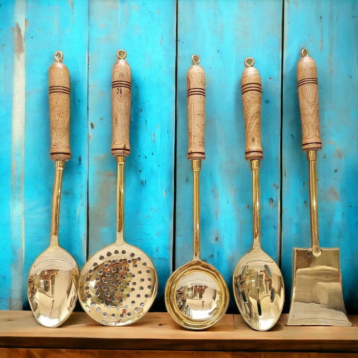 Brass Serving / Cooking Ladles SET OF 5 Tamas Pure Ayurveda