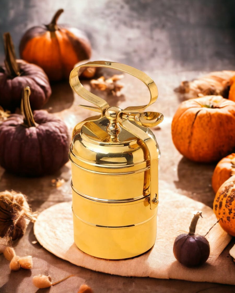 Tamas Brass Tiffin / Lunch Box 2 Tier - Tamas: Luxury Indian Gifts