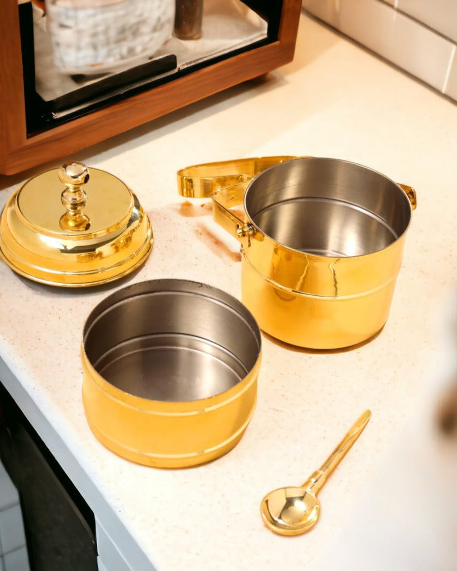 Tamas Brass Tiffin / Lunch Box 2 Tier - Tamas: Luxury Indian Gifts