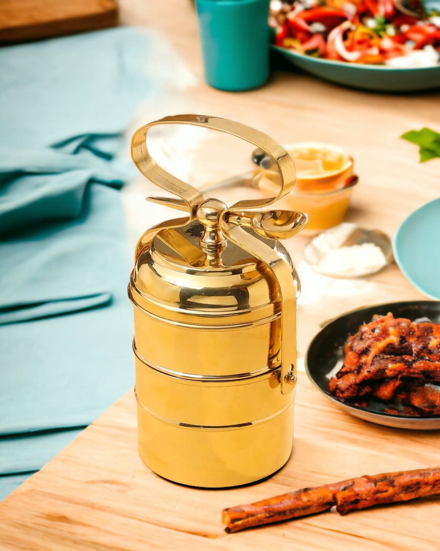 Tamas Brass Tiffin / Lunch Box 2 Tier - Tamas: Luxury Indian Gifts