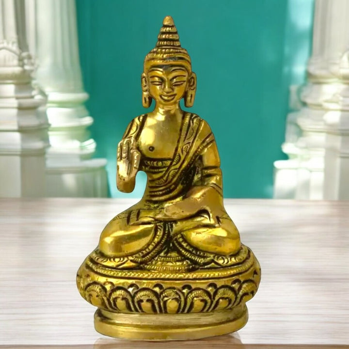 Tamas Brass Buddha Idol Decorative Showpiece(Golden) Height: 3.5 inches