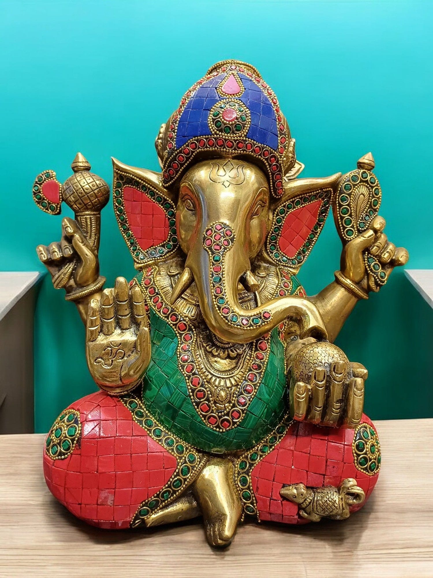 Tamas Brass Ganesh Stone (12 Inches) - Tamas: Luxury Indian Gifts
