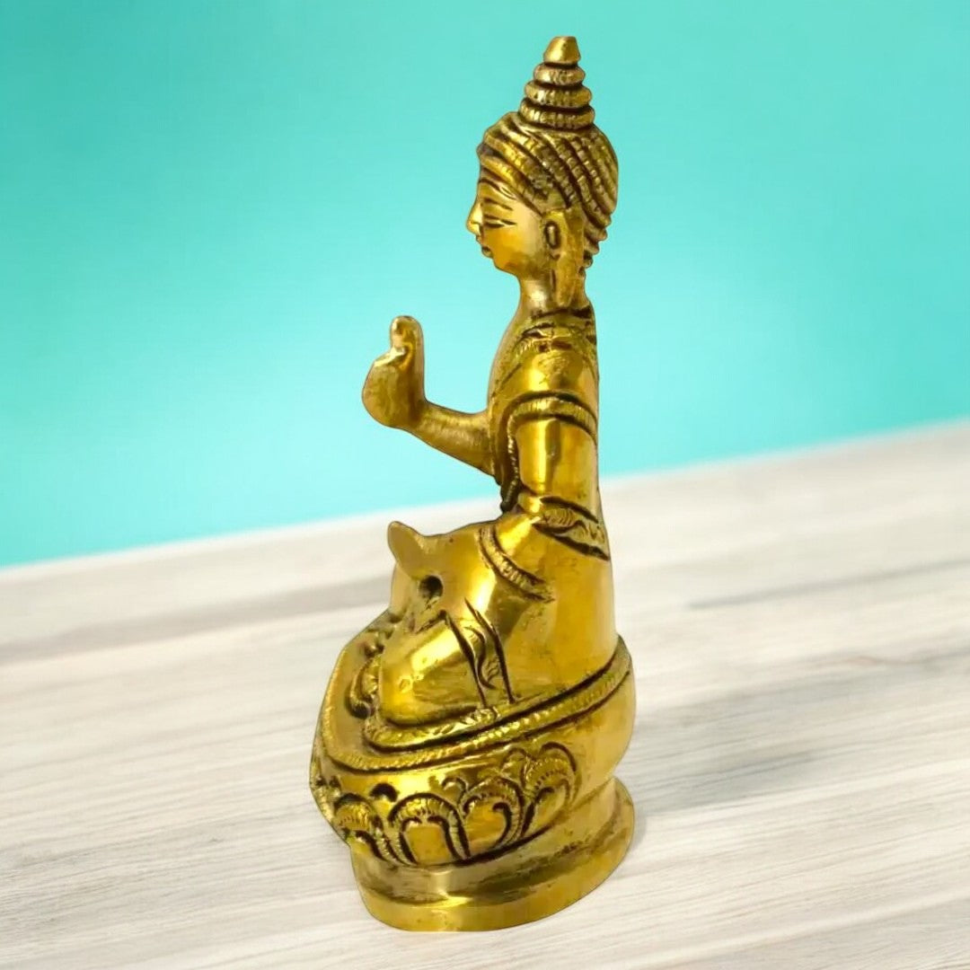 Tamas Brass Buddha Idol Decorative Showpiece(Golden) Height: 3.5 inches