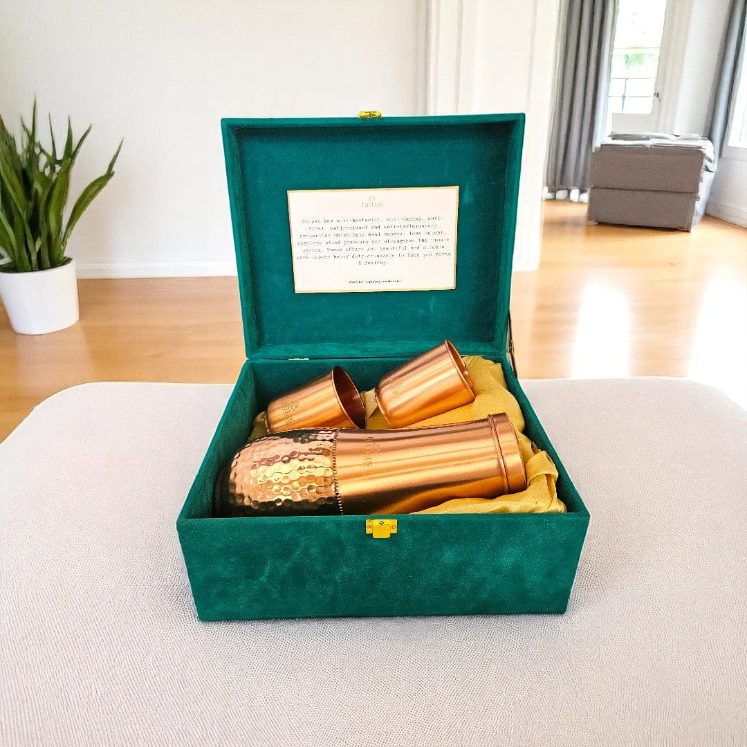 Pure Copper Water Jar & Glass Gift Set | Best Wedding & Housewarming Gift