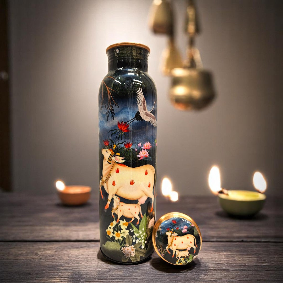 Buy Handcrafted Kamdhenu 100% Shuddh  Copper Water Bottle – Pure Copper