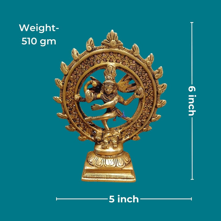 Tamas Brass Natrajaa Shiva Dancing God Statue/Idol (Golden) (6 Inches)
