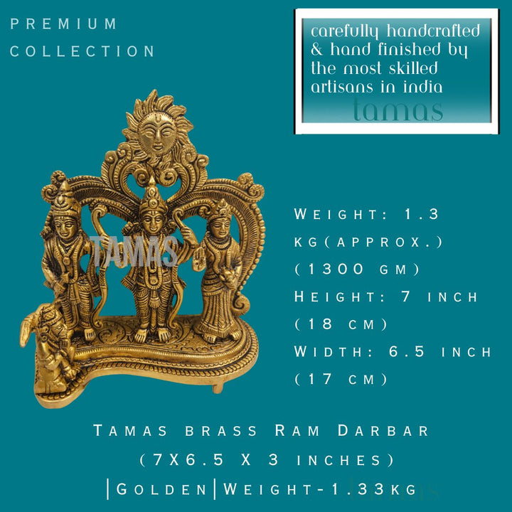 Brass Ram Darbar (7X6.5 X 3 inches) |Golden|Weight-1.33kg