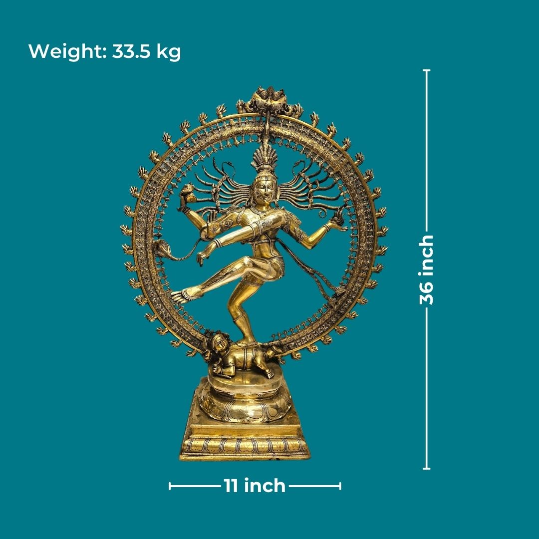 Tamas Superfine Brass Nataraj Dancing Shiva Statue (Height 36 Inches)