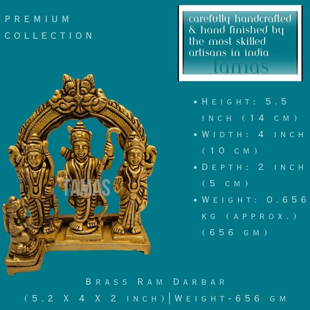 Brass Ram Darbar | (5.5 X 4 X 2 inch) |Weight - 578 gm - Tamas: Luxury Indian Gifts