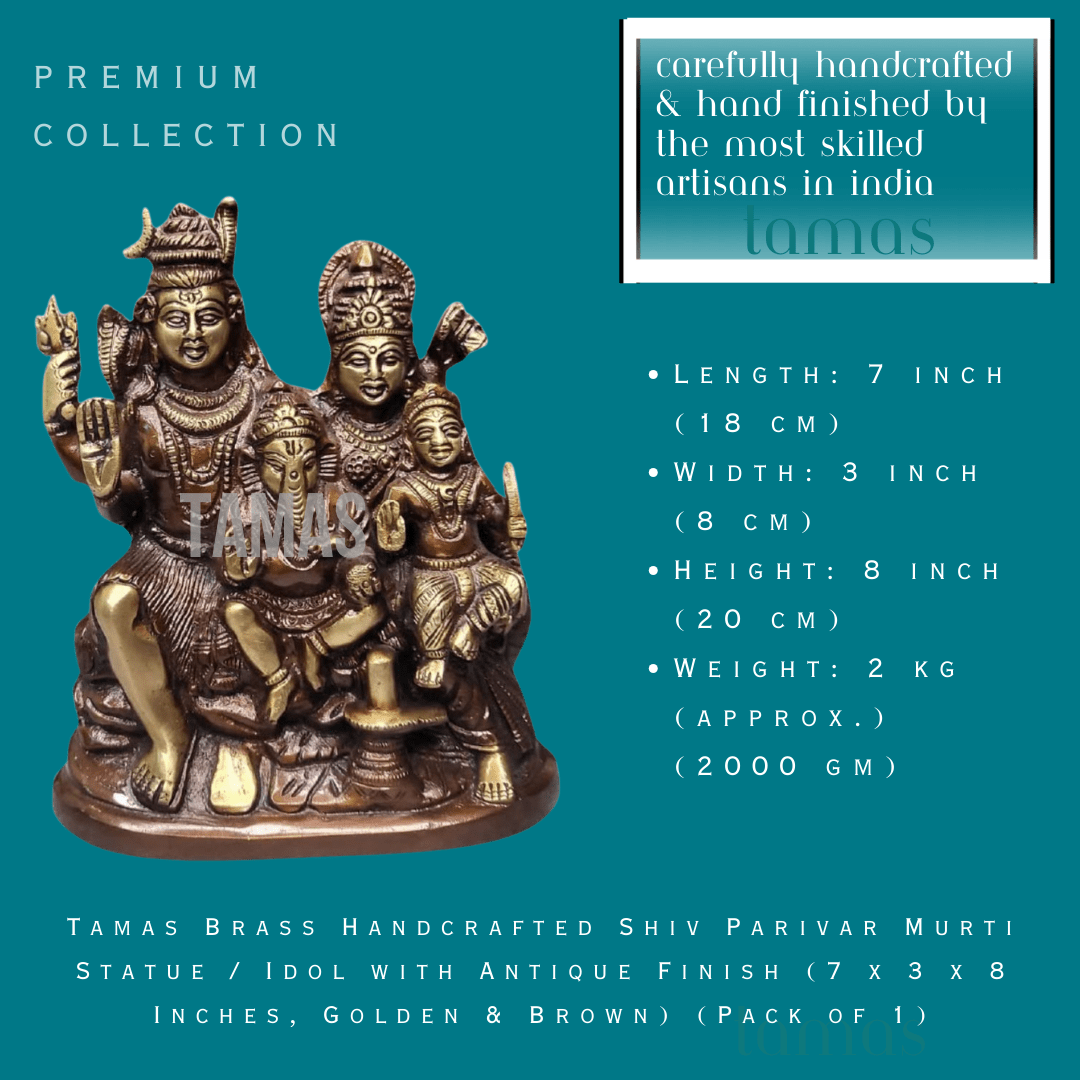 Brass Handcrafted Shiv Parivar Murti Statue  Idol