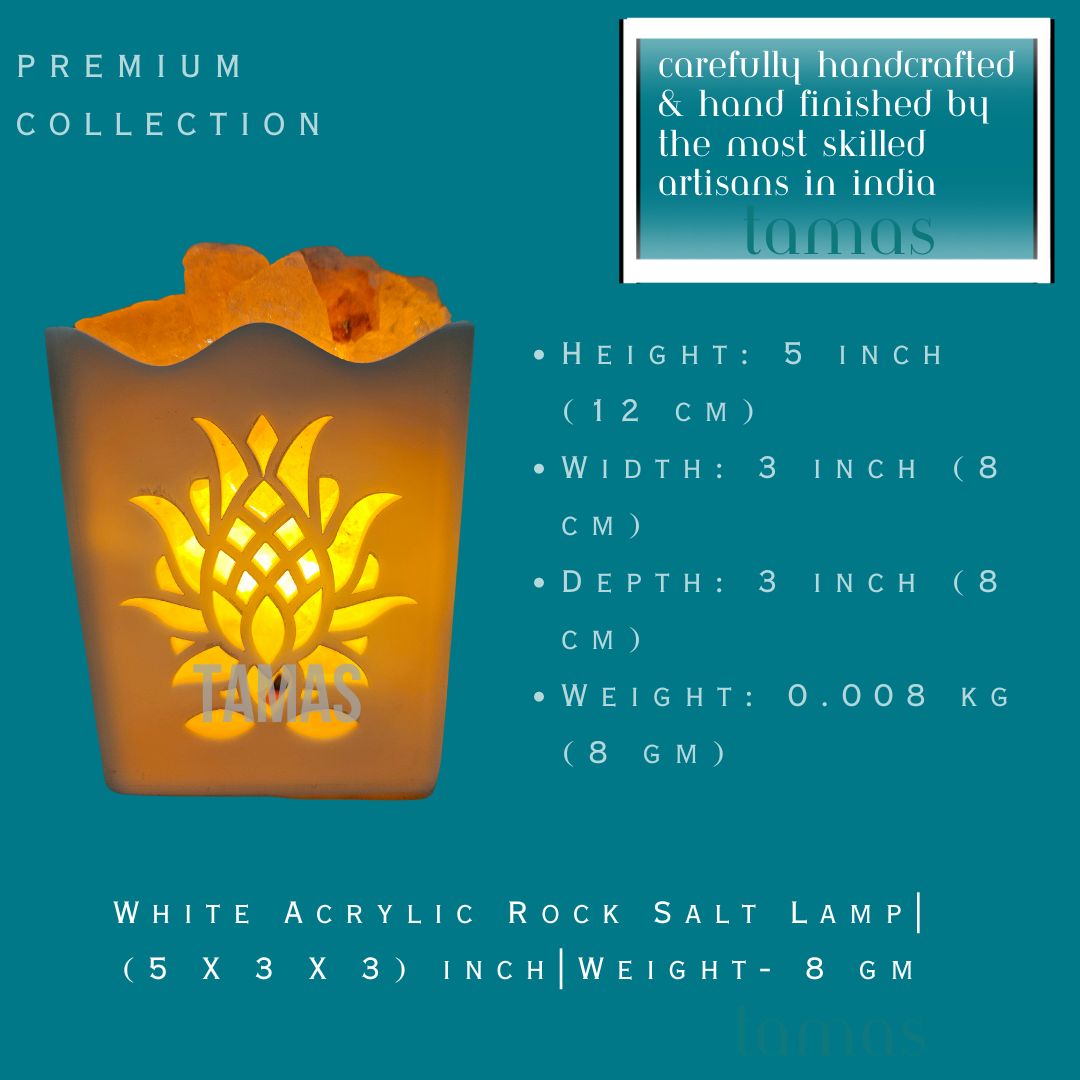 White Acrylic Rock Salt Lamp|(5 X 3 X 3) inch|Weight- 8 gm