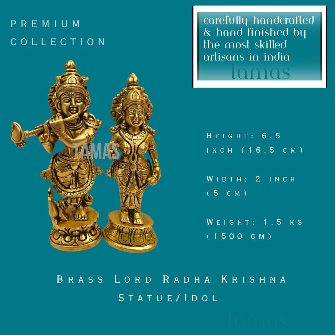Brass Lord Radha Krishna Statue/Idol