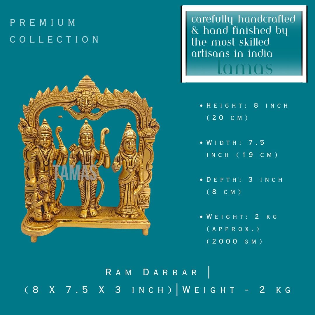 Brass Ram Darbar Murti | (8 X 7.5 X 3 inch) |Weight - 2 kg |Free Luxury Gift BOX - Tamas: Luxury Indian Gifts