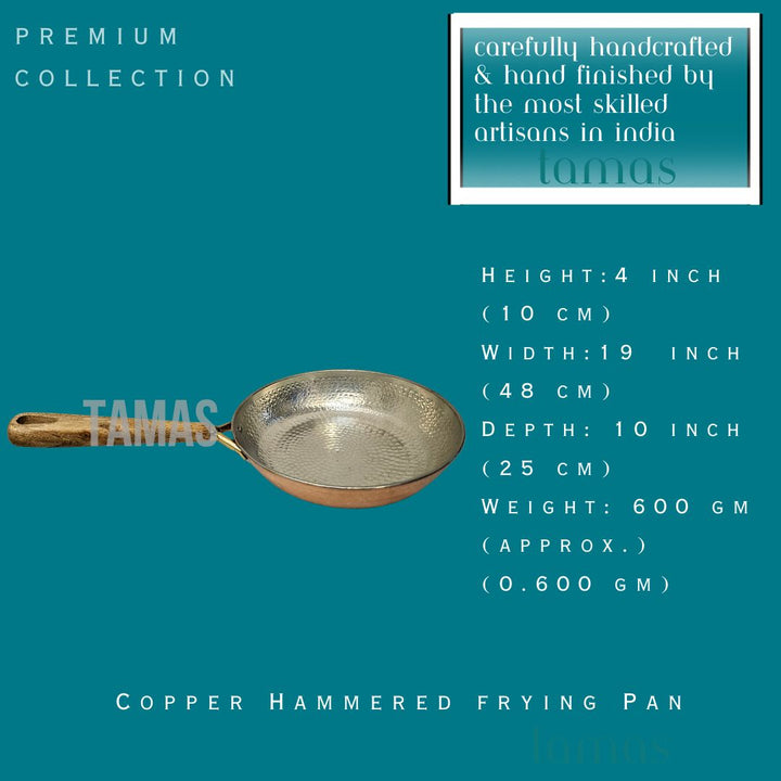 Copper Hammered frying Pan with Tin Coating