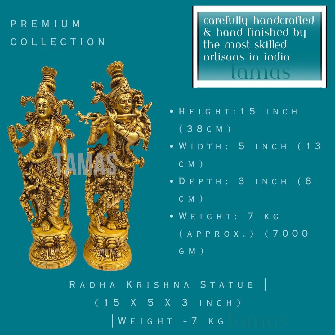 Radha Krishna Statue | (15 X 5 X 3 inch) |Weight - 7 kg - Tamas: Luxury Indian Gifts