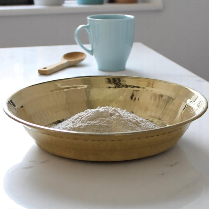 Tamas Hand-Hammered Brass Paraat | Traditional Indian Dough Mixing & Serving Bowl