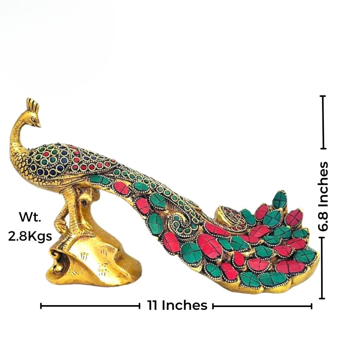Brass Peacock Sitting statue