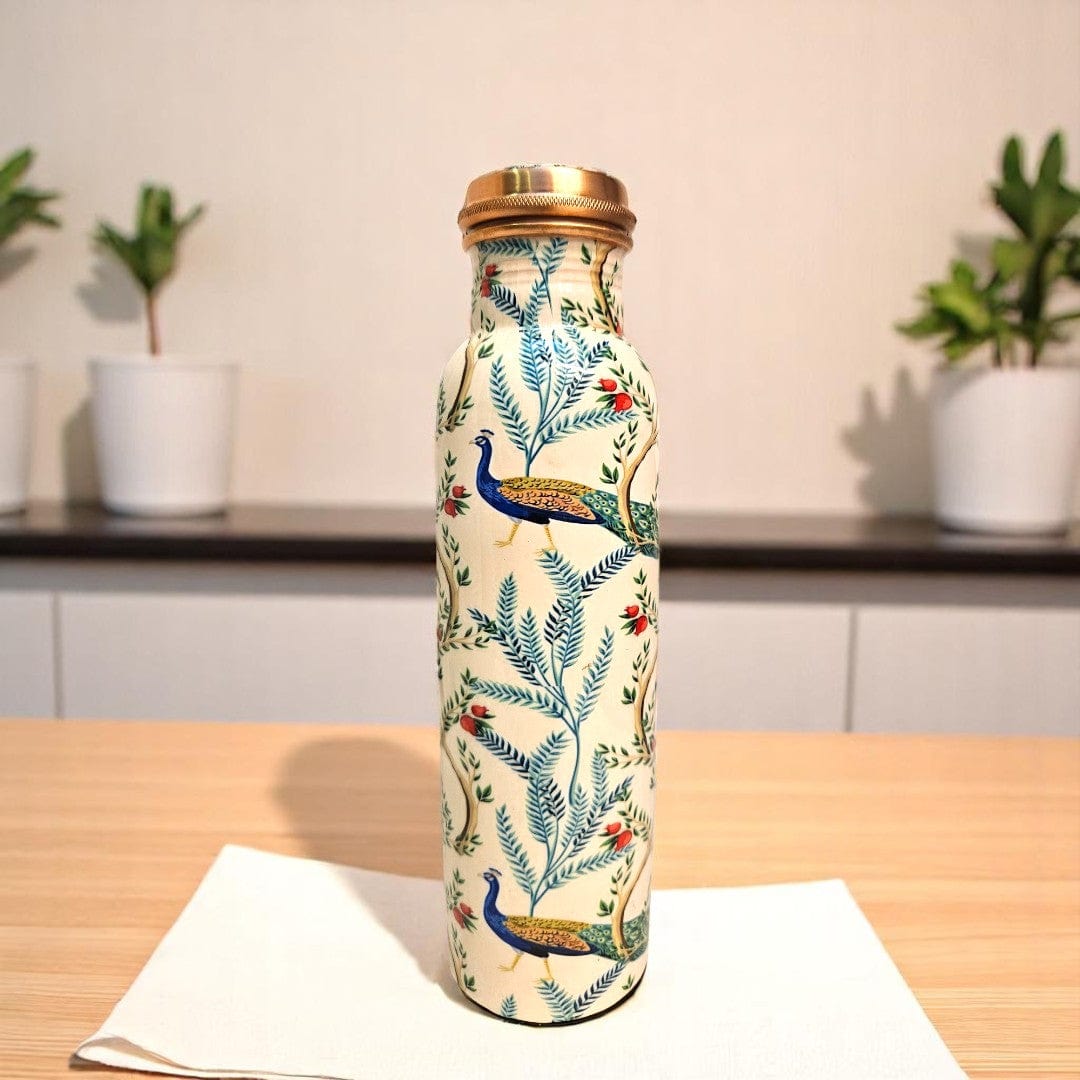 Buy Now Pichwai  Peacock Art Print  Shuddh Copper Water Bottle – 1000ml 