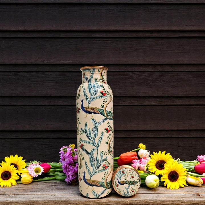 Buy Now Pichwai  Peacock Art Print  Shuddh Copper Water Bottle – 1000ml 