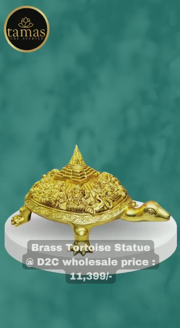Tamas Brass Handcrafted Lord Ashtalakshmi/Ashta Lakshmi on Tortoise Meru Shree Yantra   Statue / Idol with Antique Finish (9 x 13.6 x 6 Inches, 6.1kg, Golden) (Pack of 1)