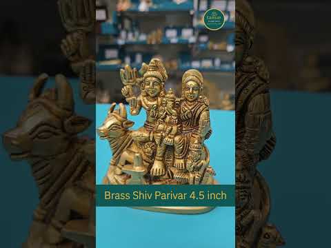 Tamas Brass Shiv Parivar Murti | Shiva Parvati Ganesha Idol on Nandi | Shuddh Brass with Gift Box