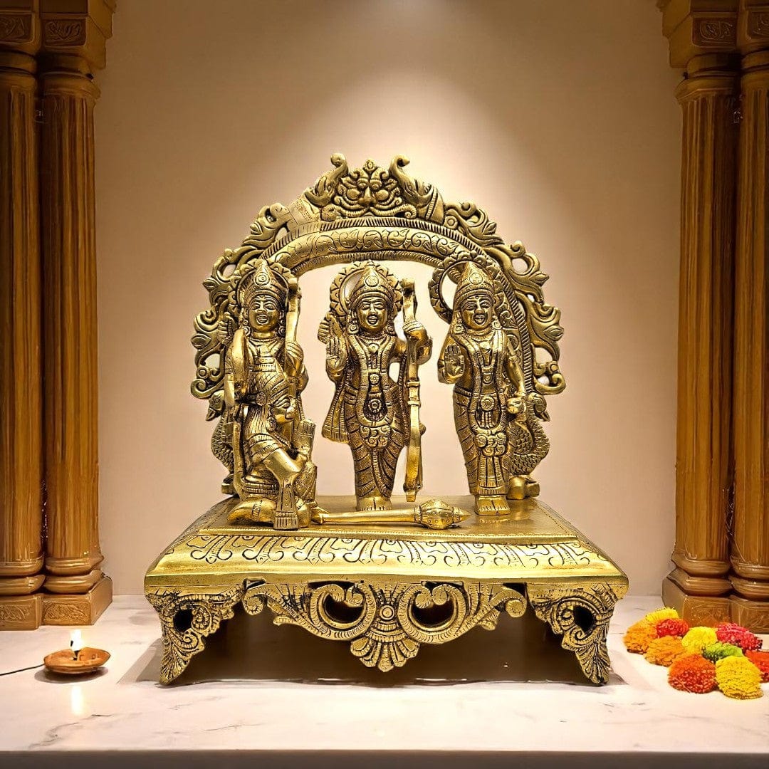 Tamas Brass Ram Darbar Murti | Shuddh Peetal Idol | 12 Inch Height | Vastu Compliant - Tamas: Luxury Indian Gifts