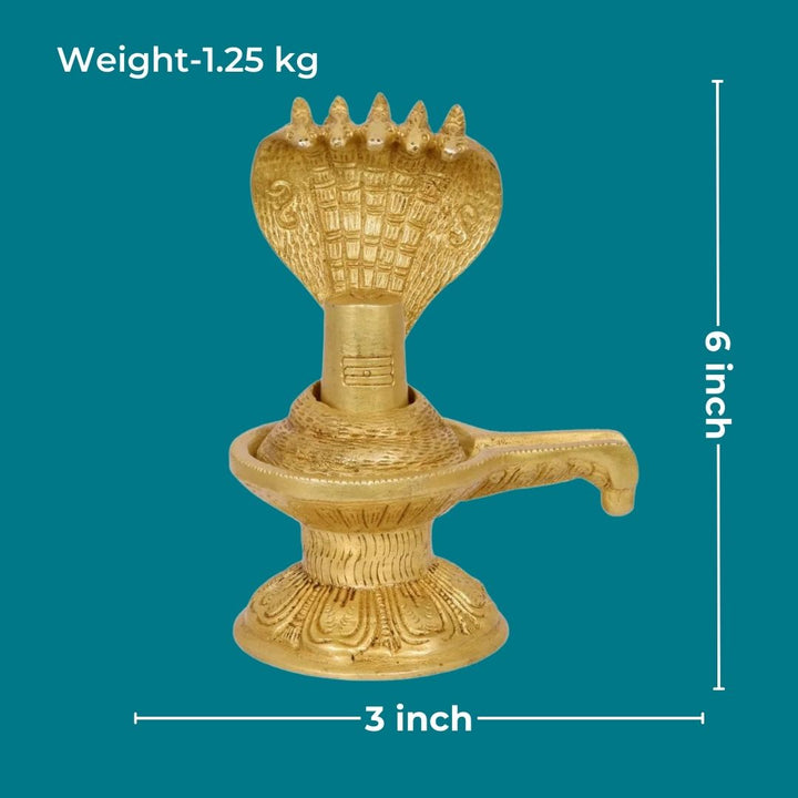 Tamas Brass Shivling with Sheshnag Statue (Golden) Height: 6 inches